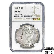 1881-S Morgan Silver Dollar NGC MS66