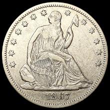 1867 Seated Liberty Half Dollar CLOSELY UNCIRCULAT