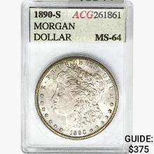 1890-S Morgan Silver Dollar ACG MS64