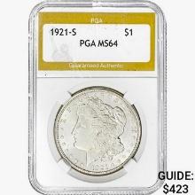 1921-S Morgan Silver Dollar PGA MS64