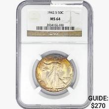 1942-S Walking Liberty Half Dollar NGC MS64