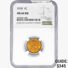 1910 Wheat Cent NGC MS64 RD