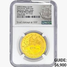 2020 G.Britain Â£100 1oz. Gold Mayflower 400th ANNI