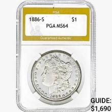 1886-S Morgan Silver Dollar PGA MS64