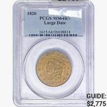 1820 Coronet Head Large Cent PCGS MS64 BN Lg. Date