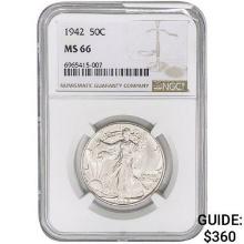 1942 Walking Liberty Half Dollar NGC MS66