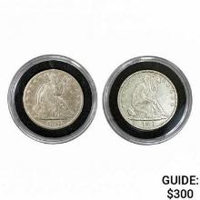 1857, 1873 Pair of Seated Liberty Half Dollars [2