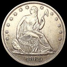 1869 Seated Liberty Half Dollar CLOSELY UNCIRCULAT