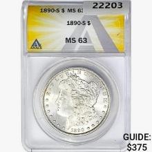 1890-S Morgan Silver Dollar ANACS MS63