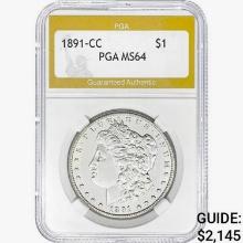 1891-CC Morgan Silver Dollar PGA MS64