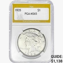 1935 Silver Peace Dollar PGA MS65