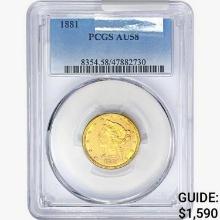 1881 $5 Gold Half Eagle PCGS AU58