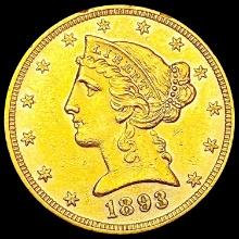 1893 $5 Gold Half Eagle UNCIRCULATED