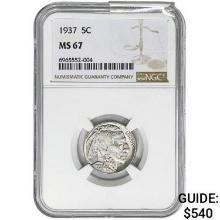 1937 Buffalo Nickel NGC MS67