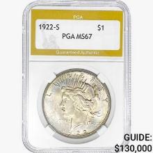 1922-S Silver Peace Dollar PGA MS67