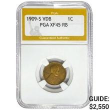 1909-S VDB Wheat Cent PGA XF45 RB