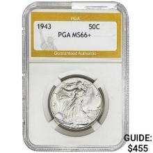 1943 Walking Liberty Half Dollar PGA MS66+