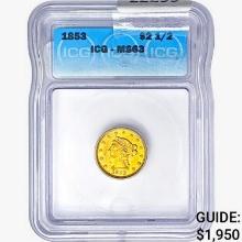 1853 $2.50 Gold Quarter Eagle ICG MS63