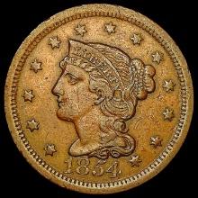 1854 Braided Hair Large Cent CLOSELY UNCIRCULATED