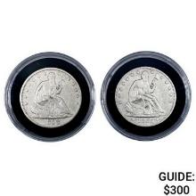 1855, 1858 Pair of Seated Liberty Half Dollars [2