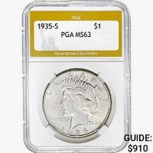 1935-S Silver Peace Dollar PGA MS63