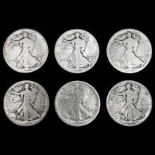 [6] Walking Half Dollars [[2] 1917-S, [4] 1917-D]