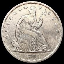 1861-S Seated Liberty Half Dollar CLOSELY UNCIRCUL