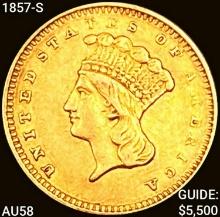 1857-S Rare Gold Dollar CHOICE AU