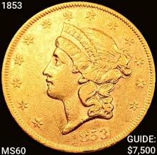 1853 $20 Gold Double Eagle