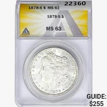 1878-S Morgan Silver Dollar ANACS MS63