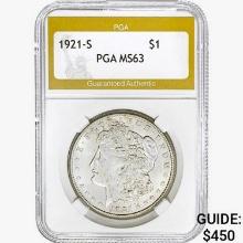 1921-S Morgan Silver Dollar PGA MS63