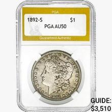 1892-S Morgan Silver Dollar PGA AU50