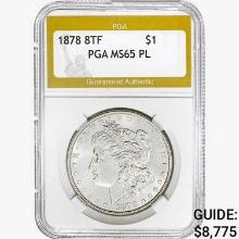 1878 8TF Morgan Silver Dollar PGA MS65 PL