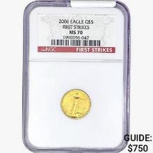 2006 $5 1/10oz. Gold Eagle NGC MS70 First Strike