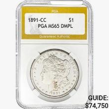 1891-CC Morgan Silver Dollar PGA MS65 DMPL