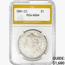 1891-CC Morgan Silver Dollar PGA MS64