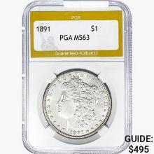 1891 Morgan Silver Dollar PGA MS63