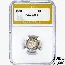 1880 Seated Liberty Dime PGA MS61