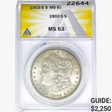 1902-S Morgan Silver Dollar ANACS MS63
