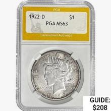 1922-D Silver Peace Dollar PGA MS63