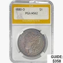 1880-O Morgan Silver Dollar PGA MS62