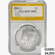 1882-S Morgan Silver Dollar PGA MS65 DMPL