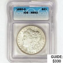 1890-O Morgan Silver Dollar ICG MS62