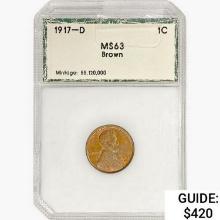 1917-D Wheat Cent PCI MS63 Brown