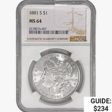 1881-S Morgan Silver Dollar NGC MS64