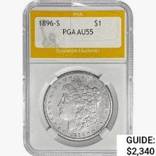 1896-S Morgan Silver Dollar PGA AU55