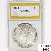 1889-S Morgan Silver Dollar PGA MS62+
