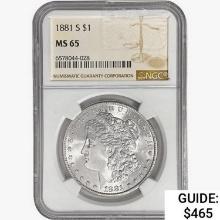 1881-S Morgan Silver Dollar NGC MS65