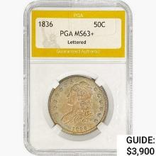 1836 Capped Bust Half Dollar PGA MS63+ Lettered