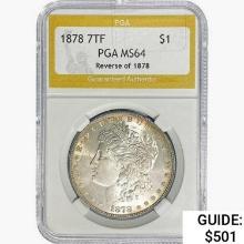 1878 7TF Morgan Silver Dollar PGA MS64 REV 78